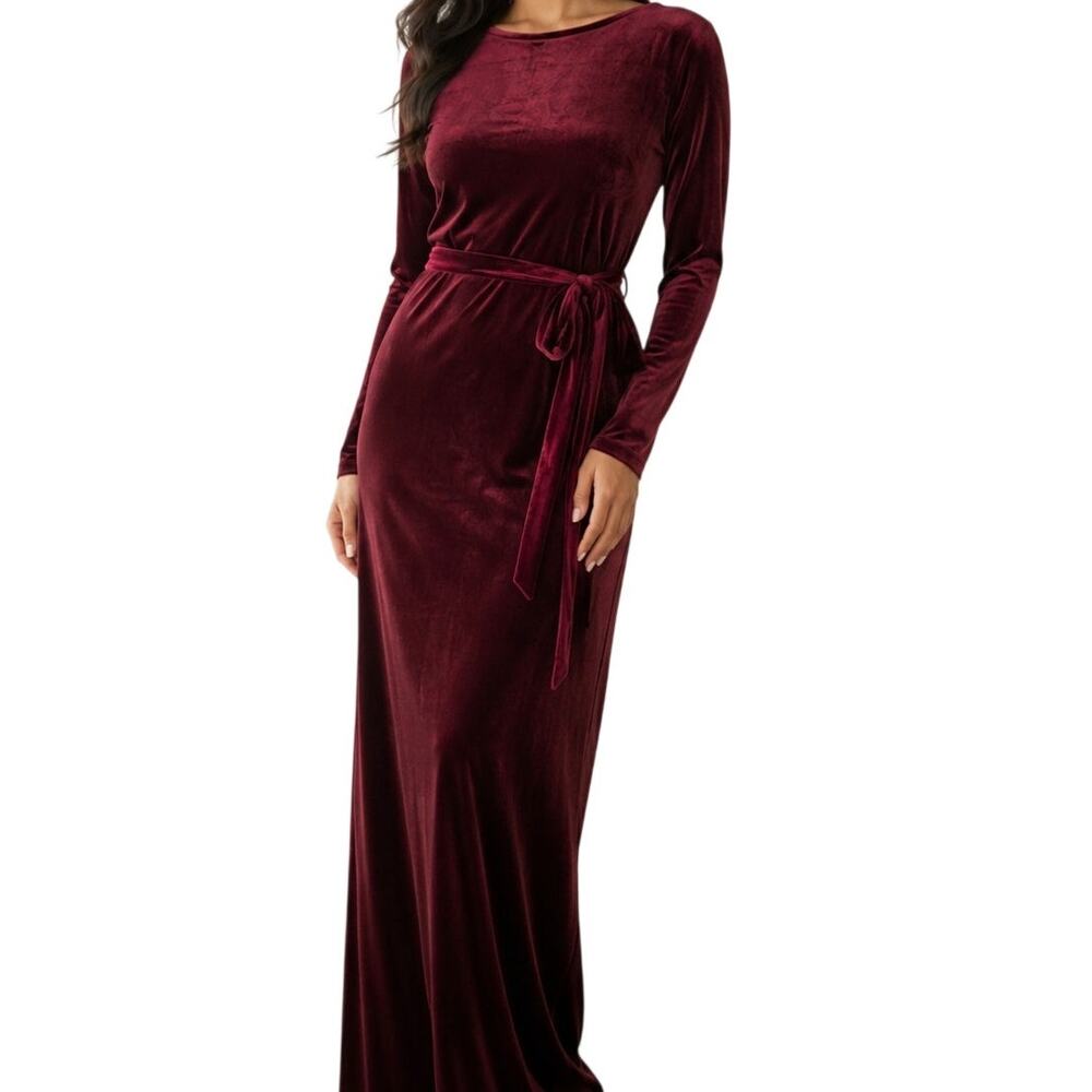 Windsor Dark Red Velvet Maxi Dress L Gothic Romance Formal Gown